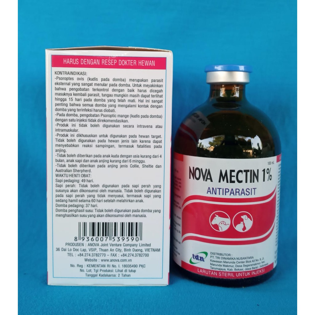 NOVAMECTIN 100ml ivermectin 1%, obat scabies dan gudik serta gatal pada kucing, anjing, kambing, dom