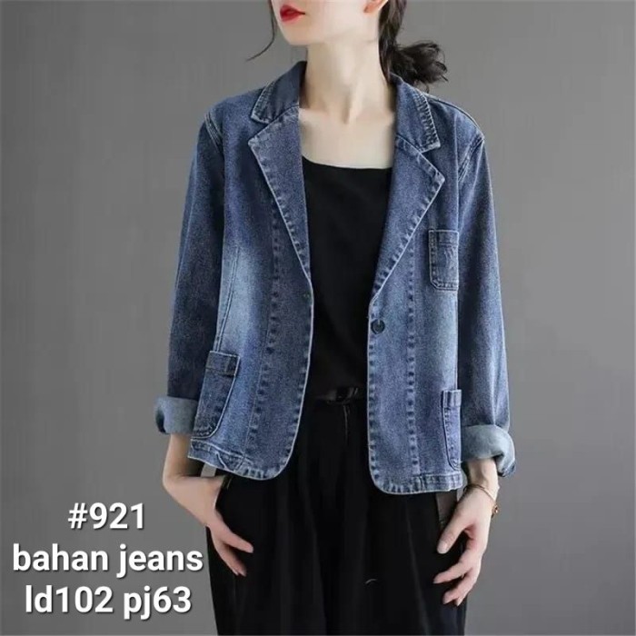 921 Blazer Jeans Non Stretch Wanita Import A9