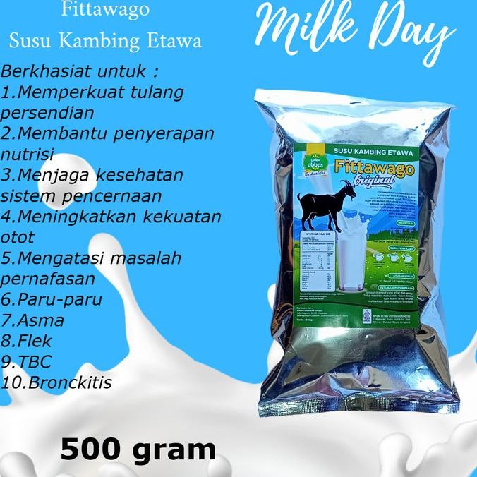 

Susu Kambing Etawa Bubuk 500gr untuk Kesehatan Gigi Paru dan Tulang || Fittawago Original
