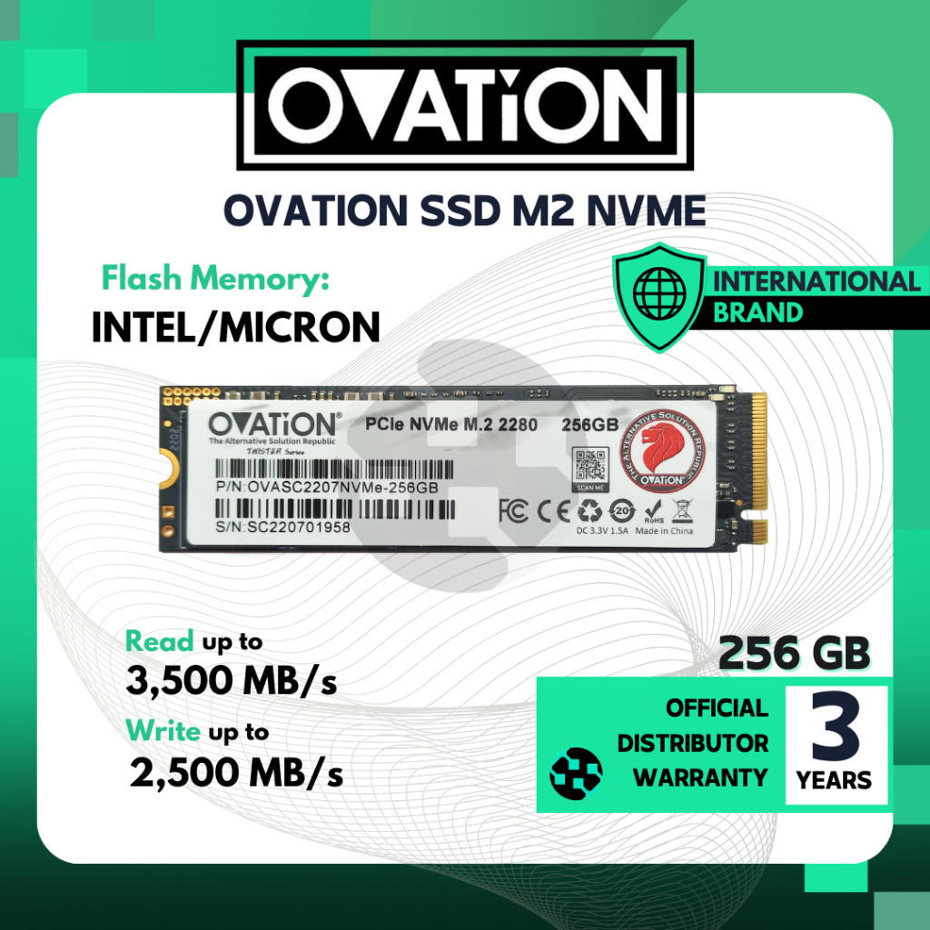 OVATION SSD NVME M.2 256GB / 512GB / 1TB SSD M 2 NVME PCIe 2280 Internal SSD Garansi Resmi 3thn