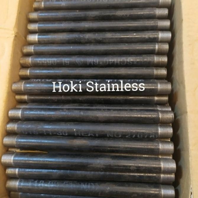 Pipa Nepel Besi Drat 1"inch / Pipa Nepel Carbon Steel ( P. 40cm)