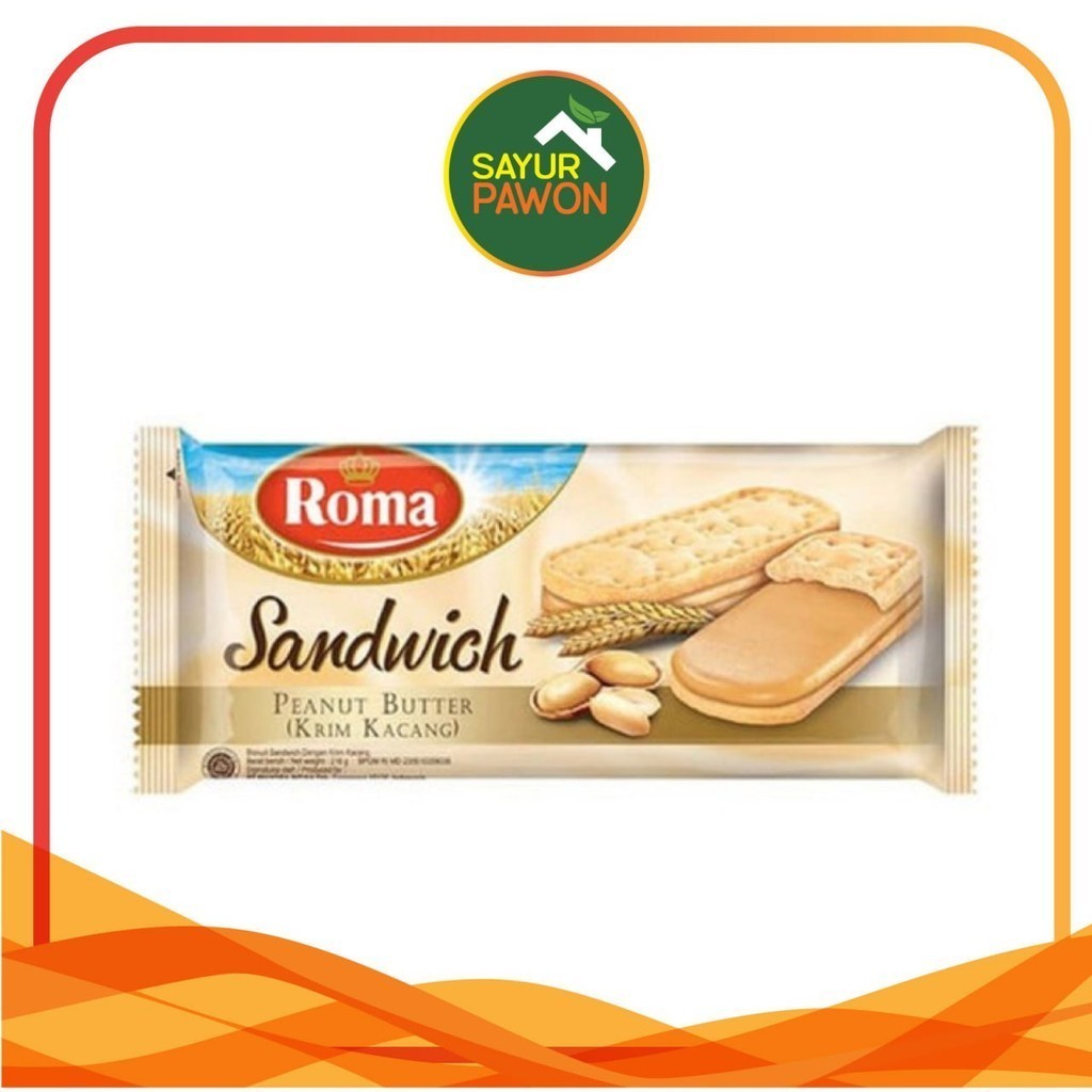 

ROMA Sandwich Peanut Butter 180gram - Snack Biskuit Krim Kacang