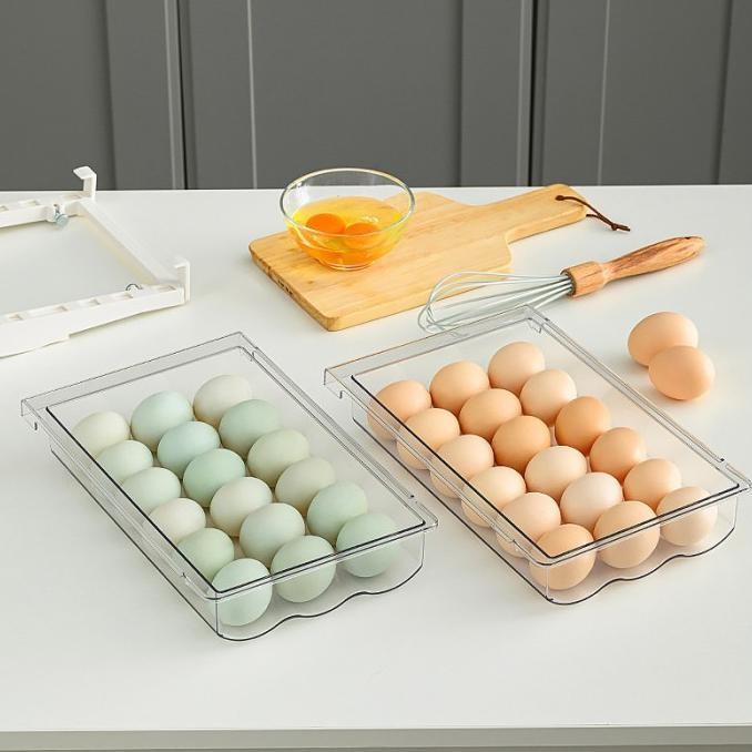 Rak Penyimpanan Telur Gantung Kulkas Praktis Laci Plastik Box Telur HFS