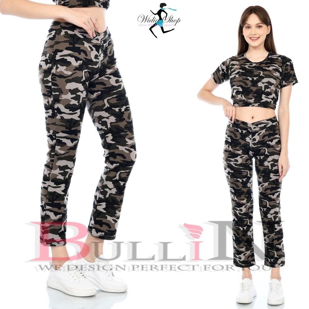 Celana senam polos panjang loreng wanita / Bawahan senam wanita