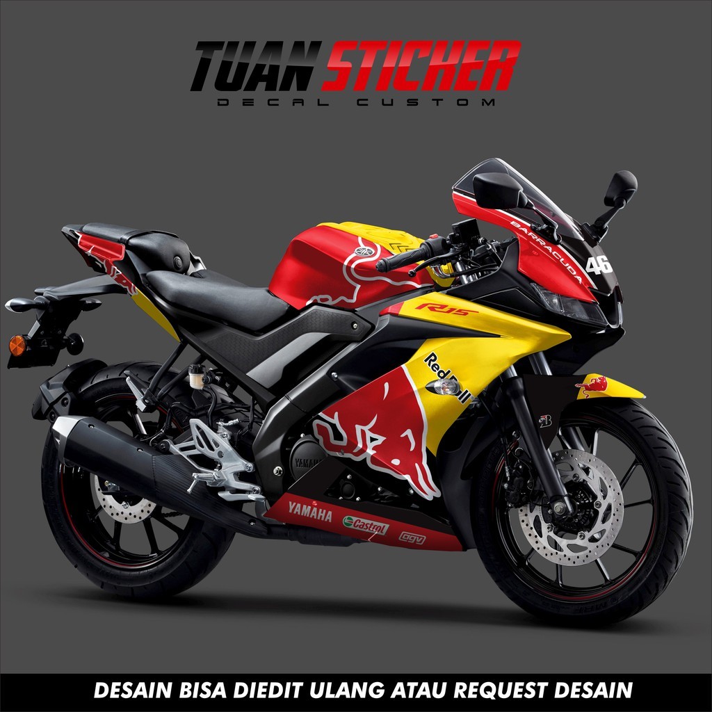 Sticker Striping Decal Yamaha R15 V3, Sticker Decal R15 V3, Sticker R15 , striping R15 V3 RED BULL