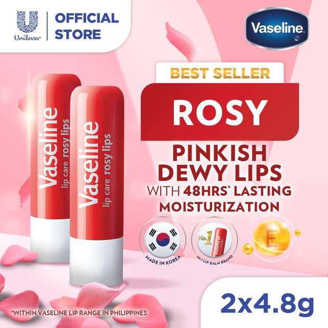 [TWINPACK] Vaseline Lip Therapy Balm Stick Rosy Lips 4.8gr - Pelembab Bibir - Lip Balm