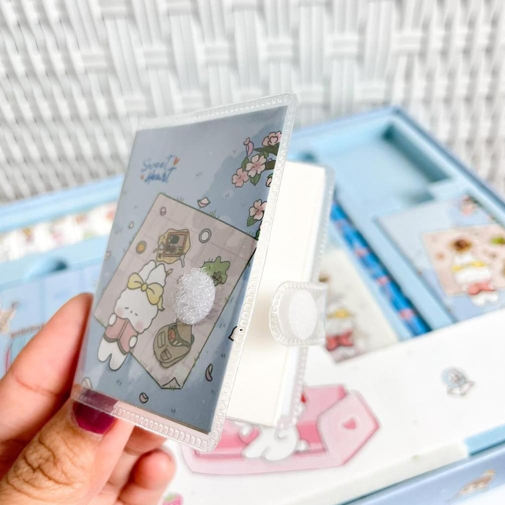 

rwe-45 Paket Jurnal Alat Tulis 7 in 1 - PASTEL BLUE PINK - hampers hadiah sovenir gift set diary diari journal isi set alat tulis buku memo notes notepad solatip label pen stiker lucu unik alat tulis hadiah sovenir kado kerja sekolah kantor Berkualitas