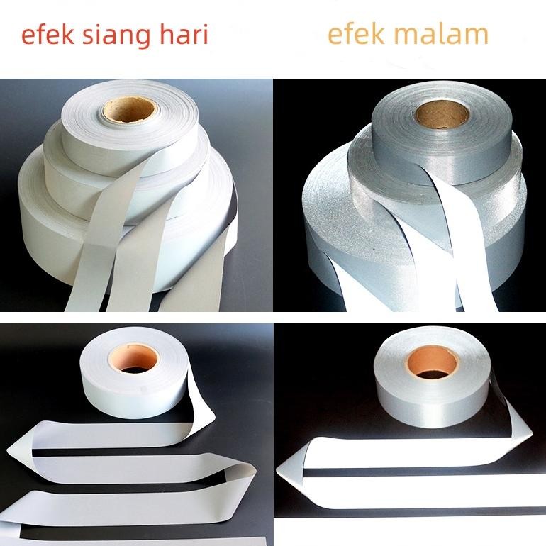 

dfg-88 Pita Scotlight Scotlite Skotlet Kain / Pita Reflective Kain Grade A abu-abu Lebar 2.5cm 5cm 200mtr/roll Hemat