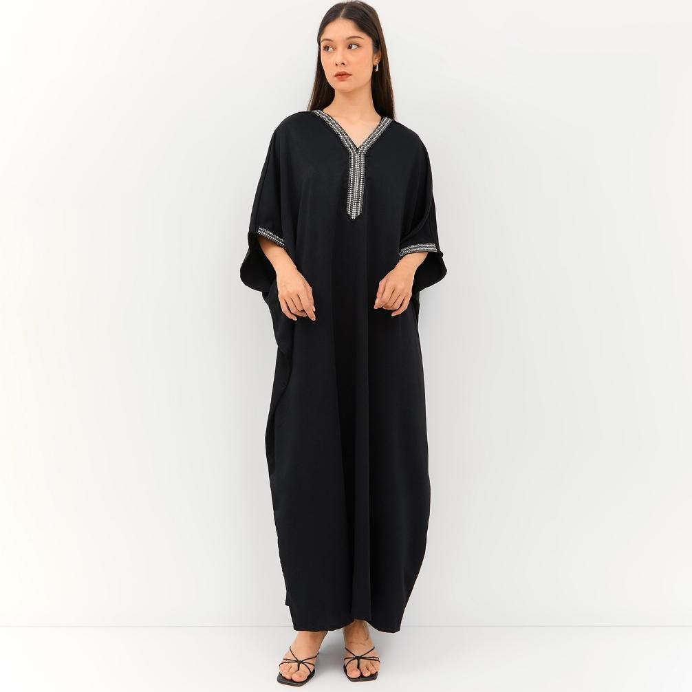 Gamis Kaftan Pesta Mewah Simplicity Beaded Maxi Dress Vol. Dress Lebaran Wanita Kekinian Jumbo Baju 