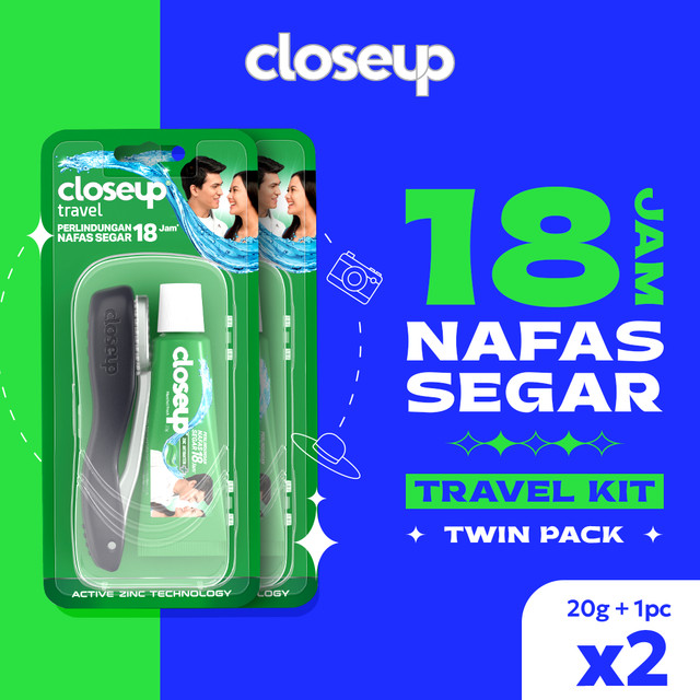 Closeup Sikat Gigi Lipat Travel (1PC+20gr) x2 Twinpack
