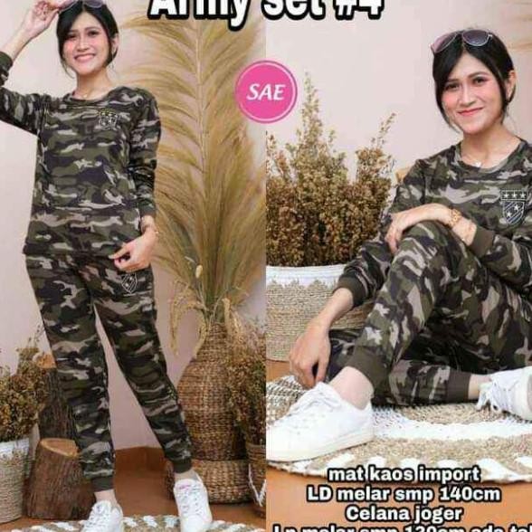 Setelan Baju Senam Baju Aerobic Baju Zumba Olahraga Army