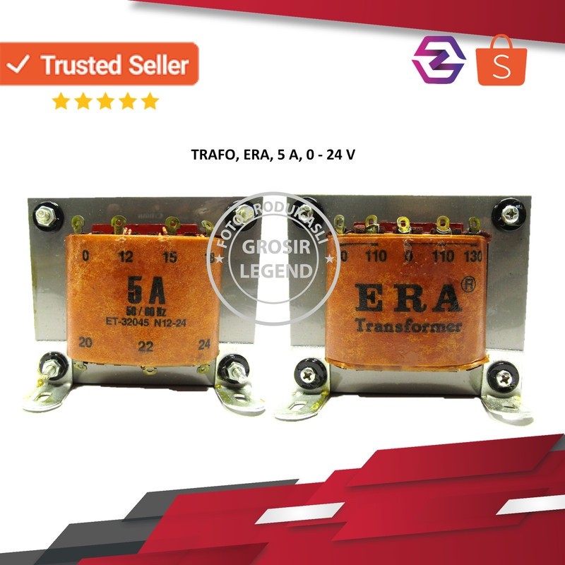 Trafo travo 5A ampere 0 - 24V non CT engkel Era murni tembaga