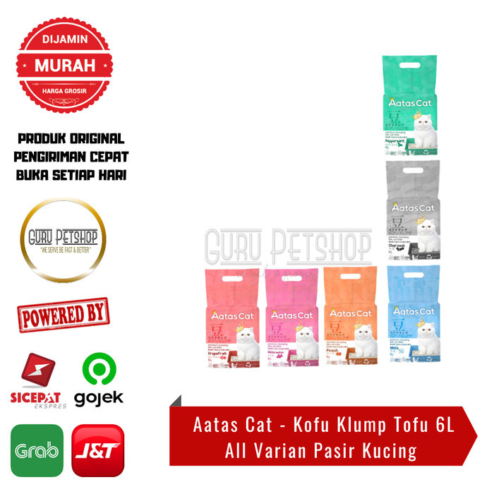 Pasir Tofu Kucing Aatas Kofu Klump Tofu 6L Tofu Cat Litter