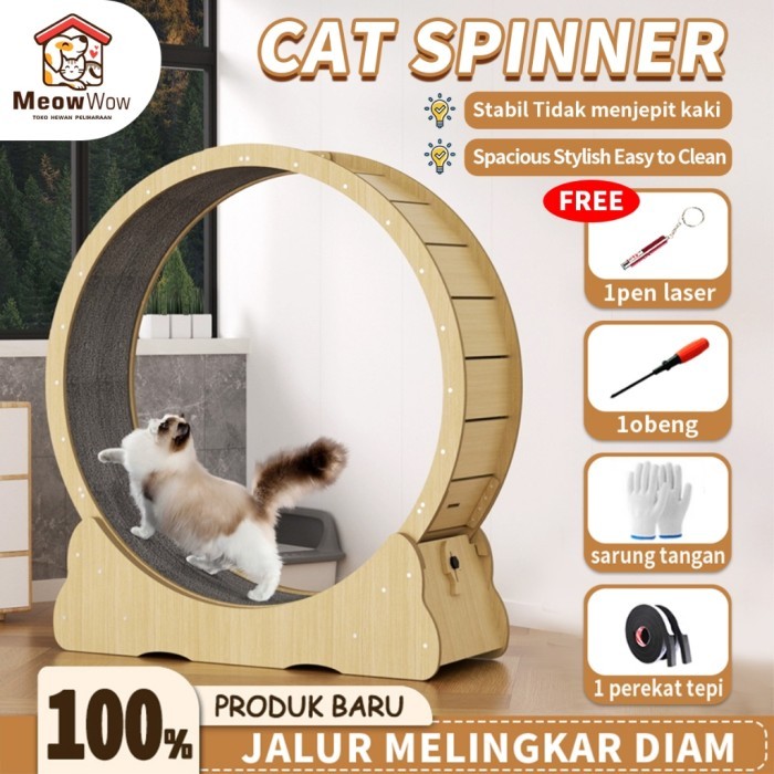 Cat Treadmill Mute Cat Running Wheel Solid Wood Sports Fitnes Kucing