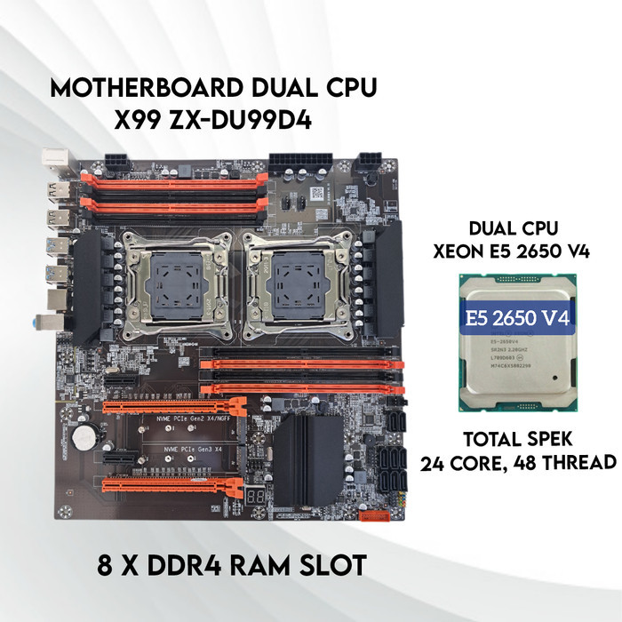 MOTHERBOARD X99 DUAL CPU LGA 2011-3 + XEON E5 V3/V4