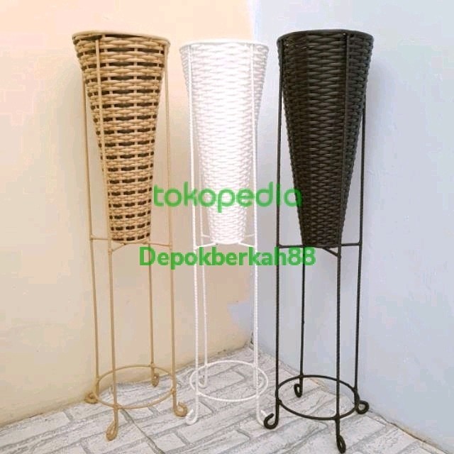 Tinggi 80Cm/Besi 8Mm/Standing Pot Besar/Rak Bunga
