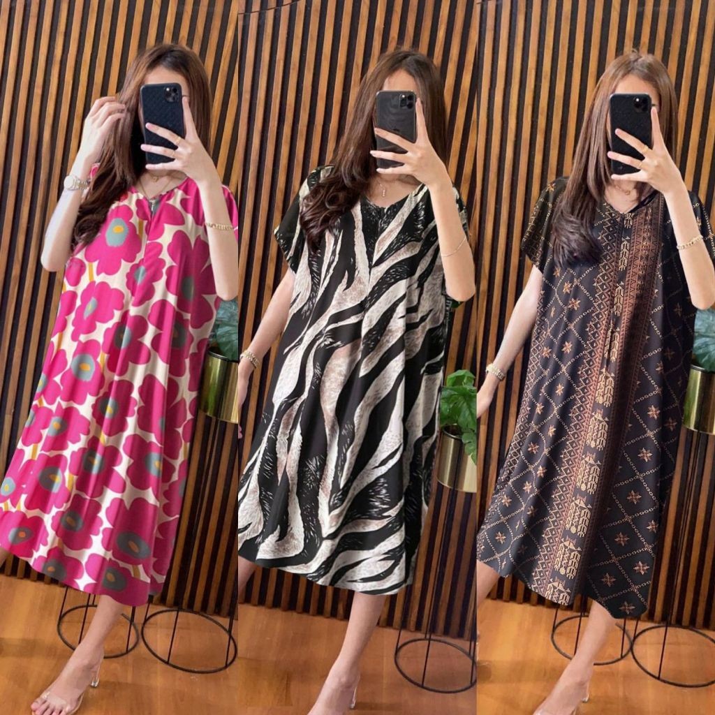 Daster Wanita Terbaru 2024 Dress Remaja Kekinian Sexy Dres Dstr Selutut Pakaian Santai Perempuan Ham