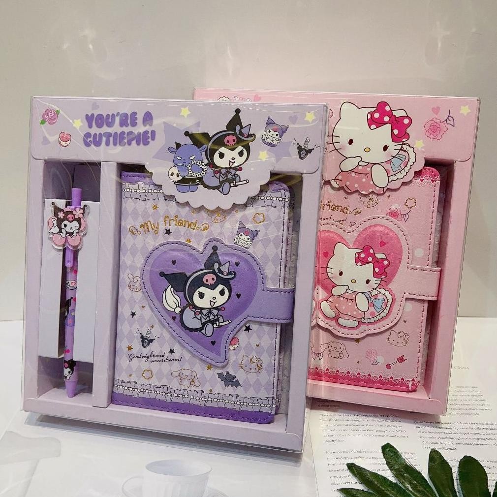 

Trt 2024 New 2 in 1 Gift set notebook sanrio Buku Tulis Anak Sanrio Magnet Buku Memo dan Pen Kuromi Cinnamoroll Melody TERLARIS