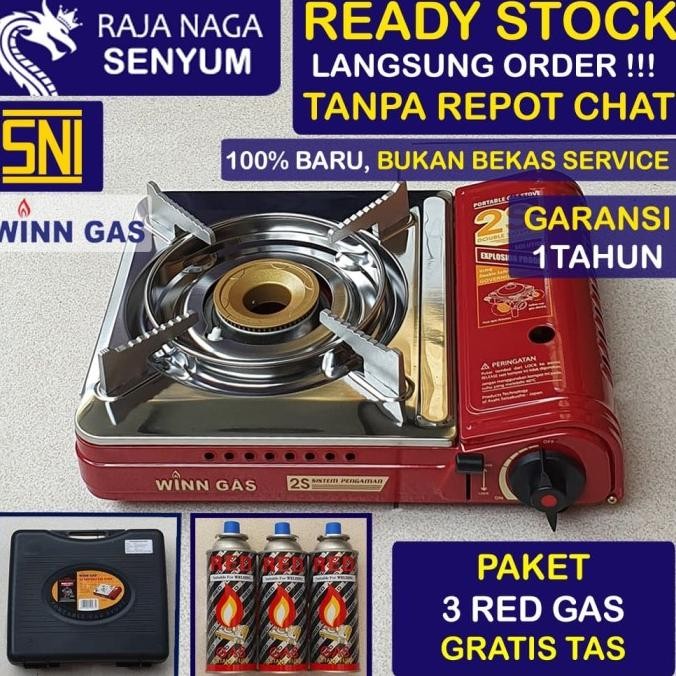PAKET KOMPOR PORTABLE 3 RED GAS PORTABEL 1 TUNGKU PALING MURAH