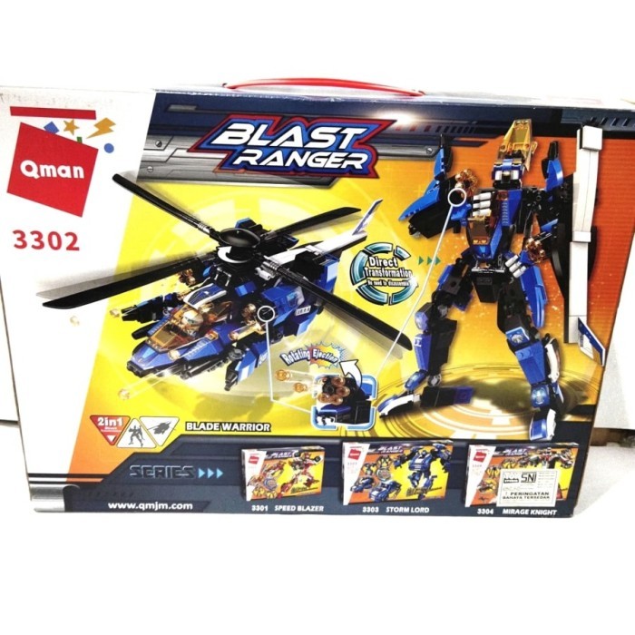 Licy Robot Block Qman Blast Ranger Helicopter Mainan Edukasi Anak