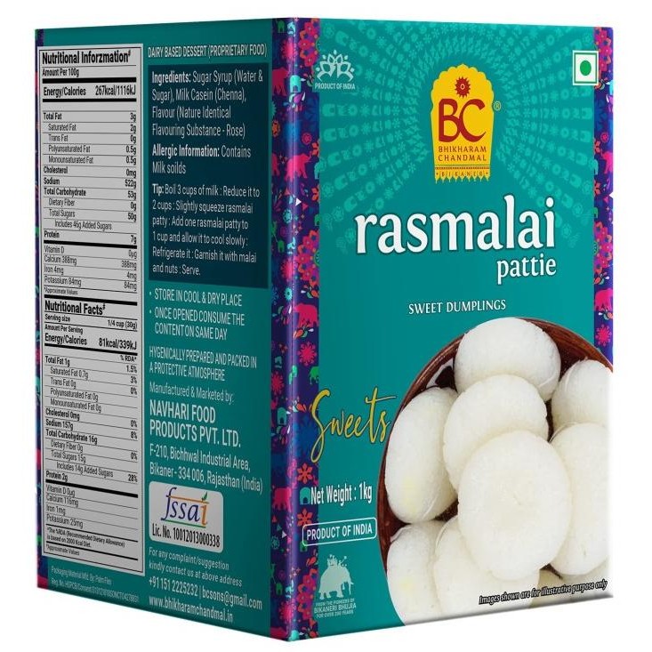

Produk Unggulan] RASMALAI TIN BHIKHARAM CHANDMAL 1KG / Manisan India