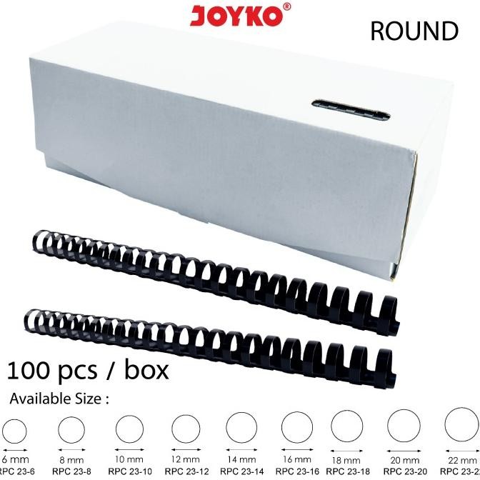 

Joyko Binding Ring Plastic Comb Spiral Jilid Round F4 1 Box 100 Pcs