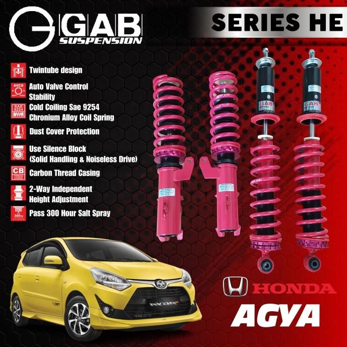 TERBARU Aksesoris Suspensi per Shockbecker Coilover GAB HE Series Agya Ayla