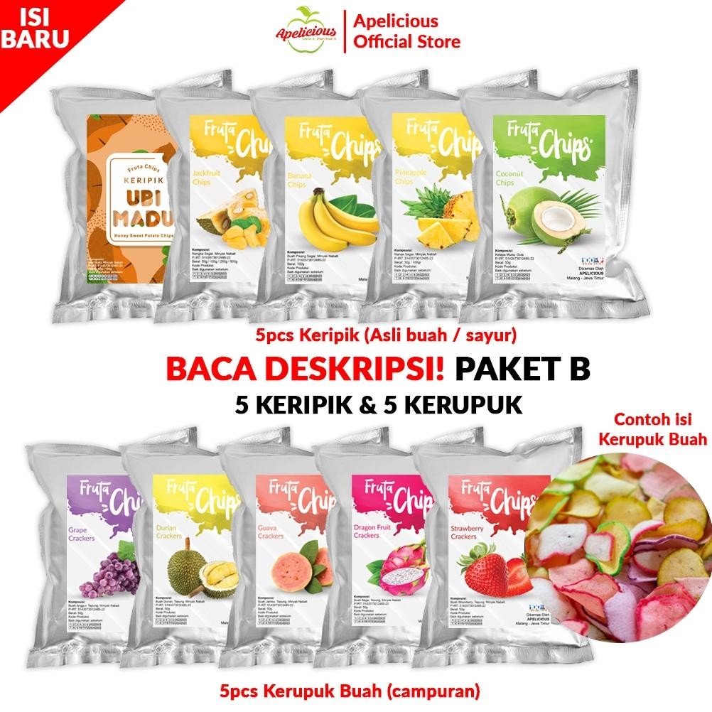 

TU26 APELICIOUS BARU Paket HEMAT 10pcs KERIPIK (Buah, Sayur, KRUPUK Buah) Viral