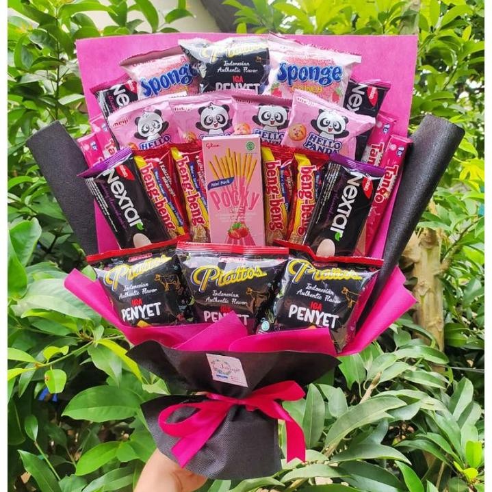 

MMA-1318 (B) buket big premium pocky BLACK PINK/paket/bingkisan Snack Ulang Tahun/Ultah/ Wisuda/Kado/Hadiah Sale