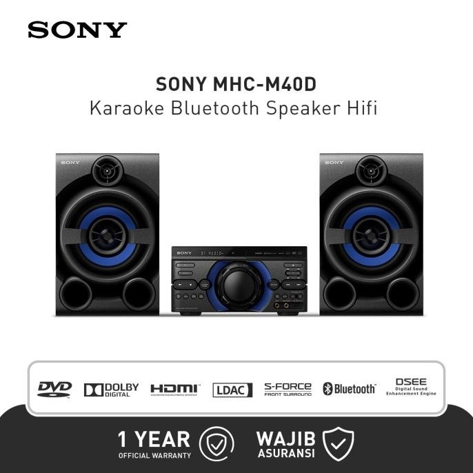 Sony Karaoke Bluetooth Speaker Hifi MHC-M40D with DVD - Black