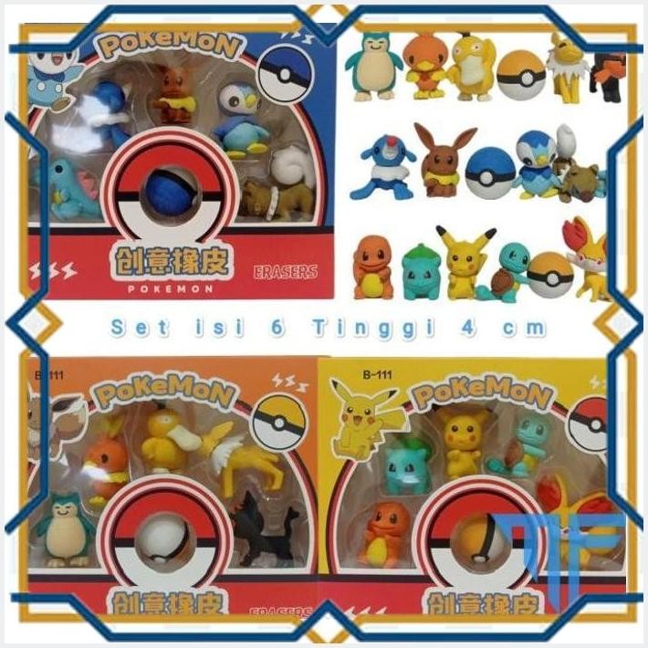 [MAS] STATIONERY PENGHAPUS PENSIL ERASER KARAKTER POKEMON SET ISI 6 PCS