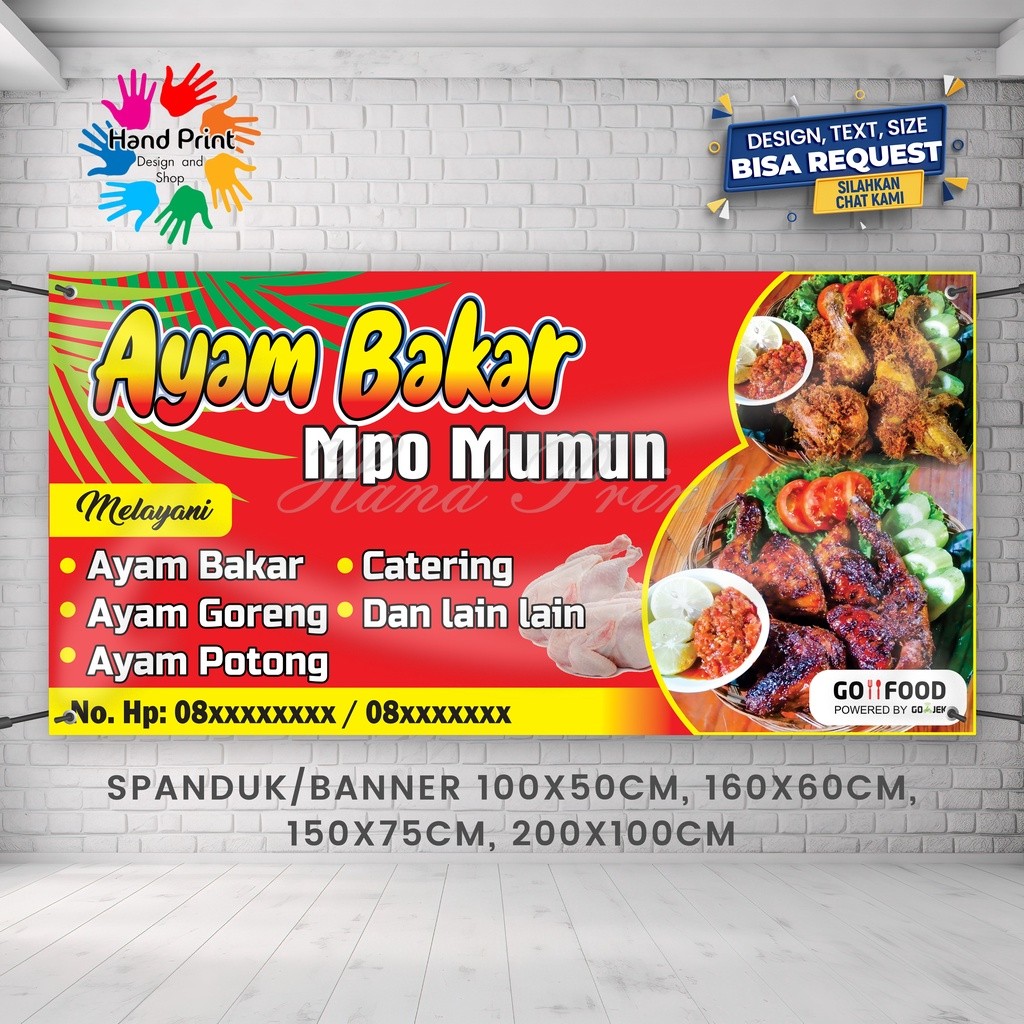 Spanduk Banner MMT Warung Ayam Geprek Pecel Lele Toko Obat Herbal