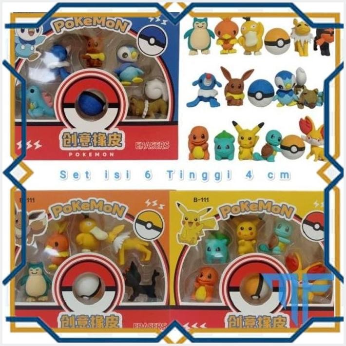 

[MIC] POKEMON SET ISI 6 PCS STATIONERY PENGHAPUS PENSIL ERASER KARAKTER