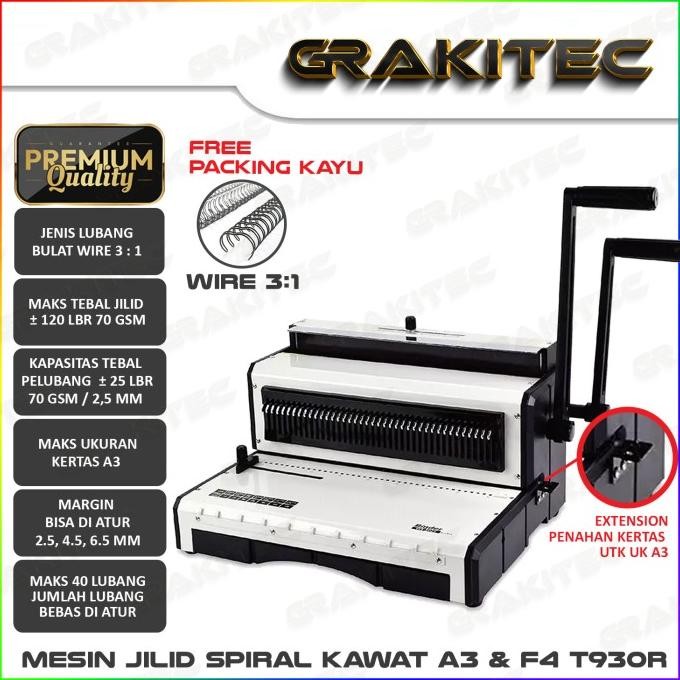 

MESIN JILID SPIRAL KAWAT T930R BULAT 3:1 PREMIUM GRAKITEC ORIGINAL DAN TERPERCAYA