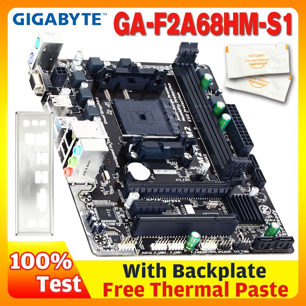 ⚡️Motherboard Gigabyte GA-F2A68HM-S1 dengan Pelat Belakang Soket DDR3 FM2/FM2+ 16G A68 A68H A68 Beka