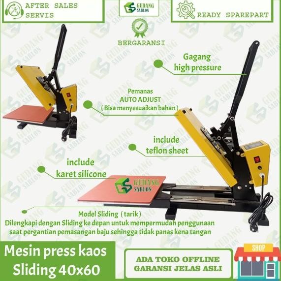 Mesin Press Kaos Sliding 40X60 / Hot Press Sliding