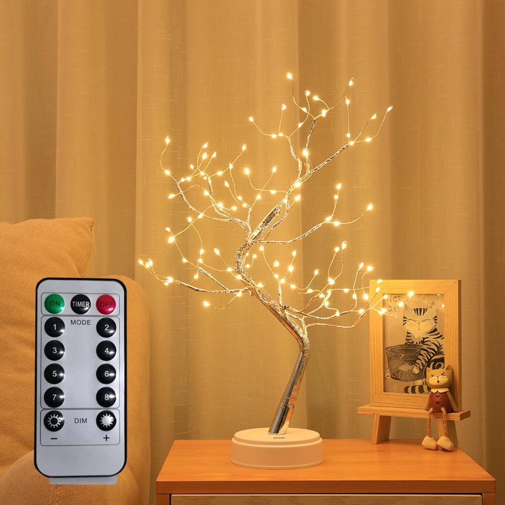 Lampu Pohon Bonsai dari Kawat Tembaga di Meja Lampu Pohon Buatan yang Dioperasikan dengan Baterai/US