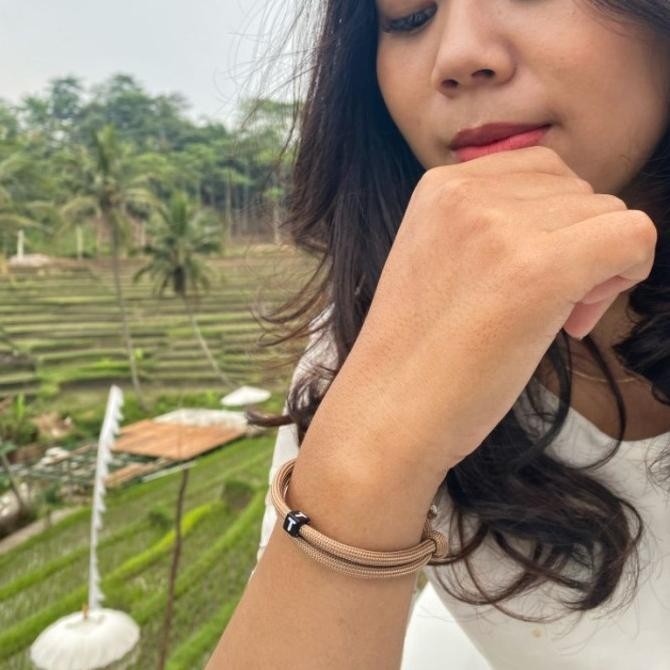 Gelang Couple Inisial Huruf Nama Pria Wanita Alfabet Kapel Copel Tali Paracord 4Mm Bracelet Pasangan