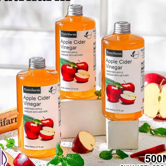 

Cuka Apel Organik 500 Ml Bundle 3 Pcs/ Cider Vinegar With Mother/Cuka Sari Apel Nutrifarm Dehealth