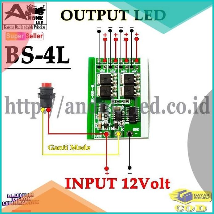 Kit Modul Strobo 4Channel / Modul Strobo 7 Mode / Kit Strobo BK-BS-4L