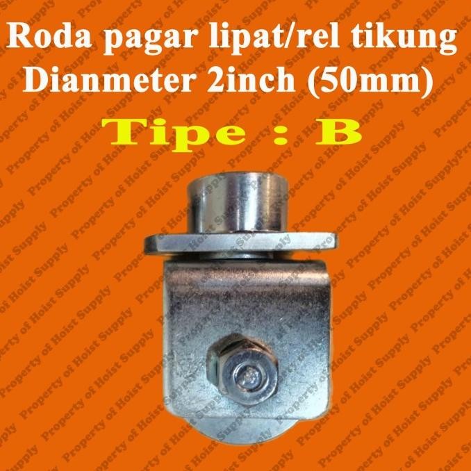 Roda Pagar Pintu Sliding Bull Brand 2 Inch (5Cm) Rel Tikung-Belok