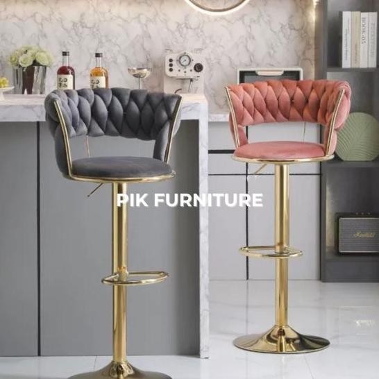 Kursi Bar Tinggi Barstool Cafe Kursi Salon Hidrolik Bangku Bar Kaki Gold Emas