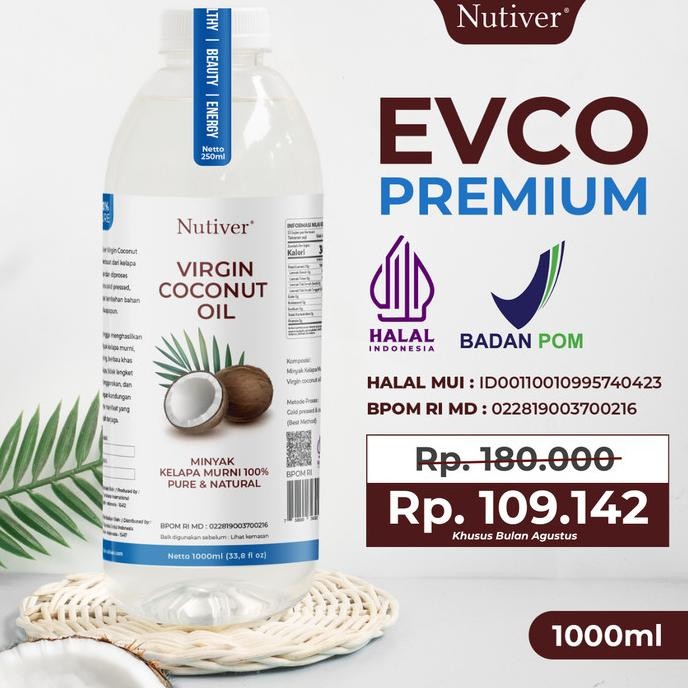 

Nutiver Extra Virgin Coconut Oil / Premium VCO 1000ML - Minyak Kelapa