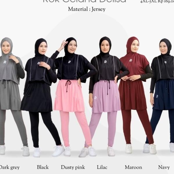 Rok Celana Olahraga Wanita Muslimah Senam Sepeda Tenis Delisa Rocella