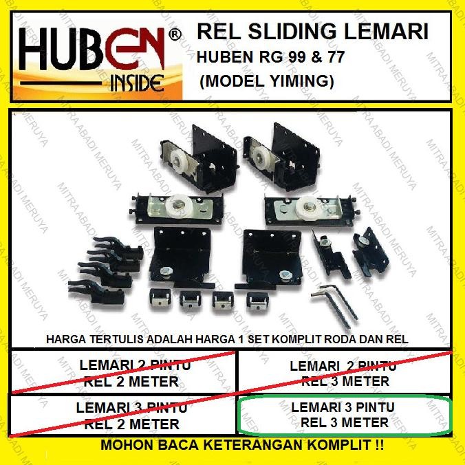 Huben Rg99 Rg77 3 Pintu 3 Meter Rel Sliding Lemari Rel Yiming