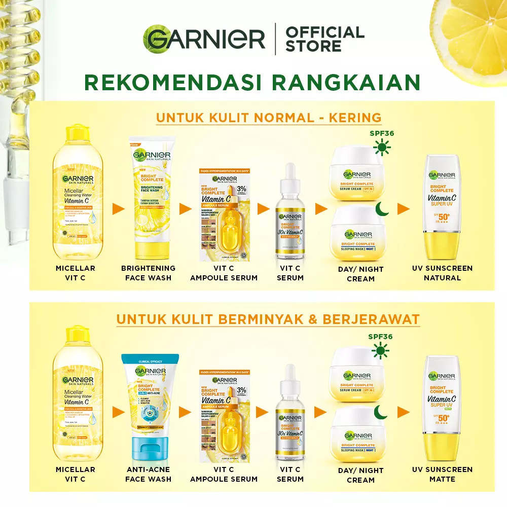 Garnier Bright Complete & BC Anti Acne Skincare Series - Harga Satuan