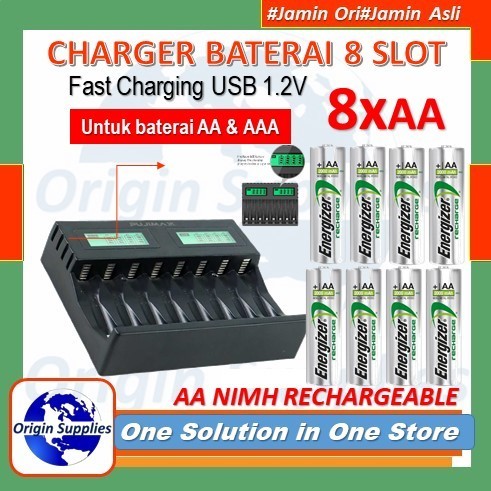 Charger 8 Slot Battery Energizer AA / AAA + 4 battery AA 2000 mAh