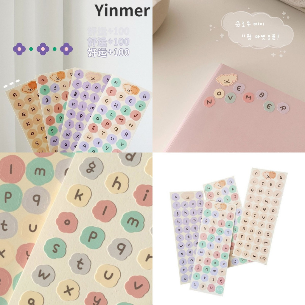 

COD1Pc Stiker Alpabet Huruf Angka Kartun Lucu Beruang Stiker Untuk Dekor Buku Jurnal / Diary Warna
