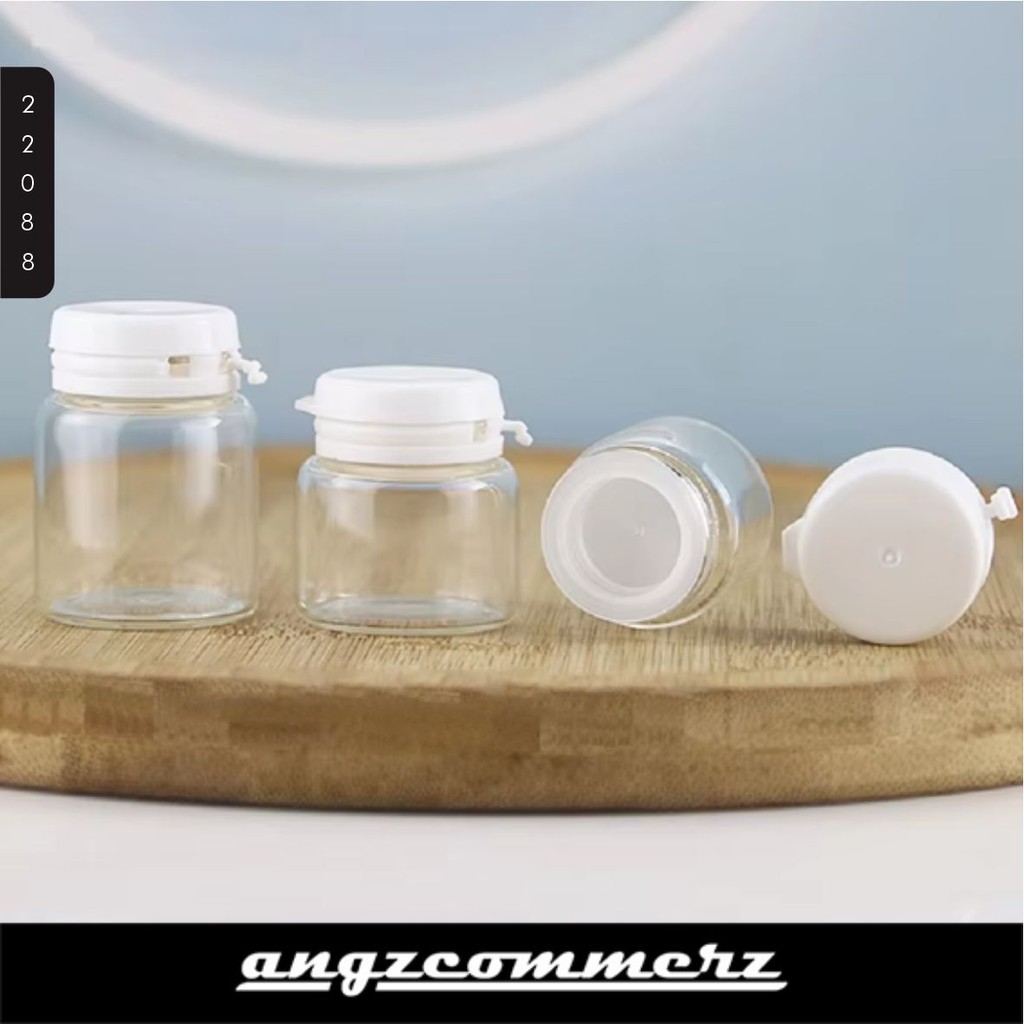 Botol Obat Botol Kapsul Travel Kaca Snap Cap Bening Glass Portable 1pcs mlg