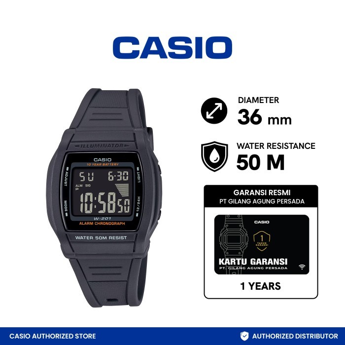 CASIO Jam Tangan Unisex Digital W-201-1BVDF